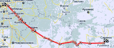 маршрут Москва-Саранск